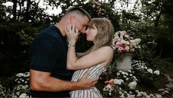 American football star Travis Kelce and popstar Taylor Swift after he proposed to her on August 26. Image Courtesy: @taylorswift/Instagram