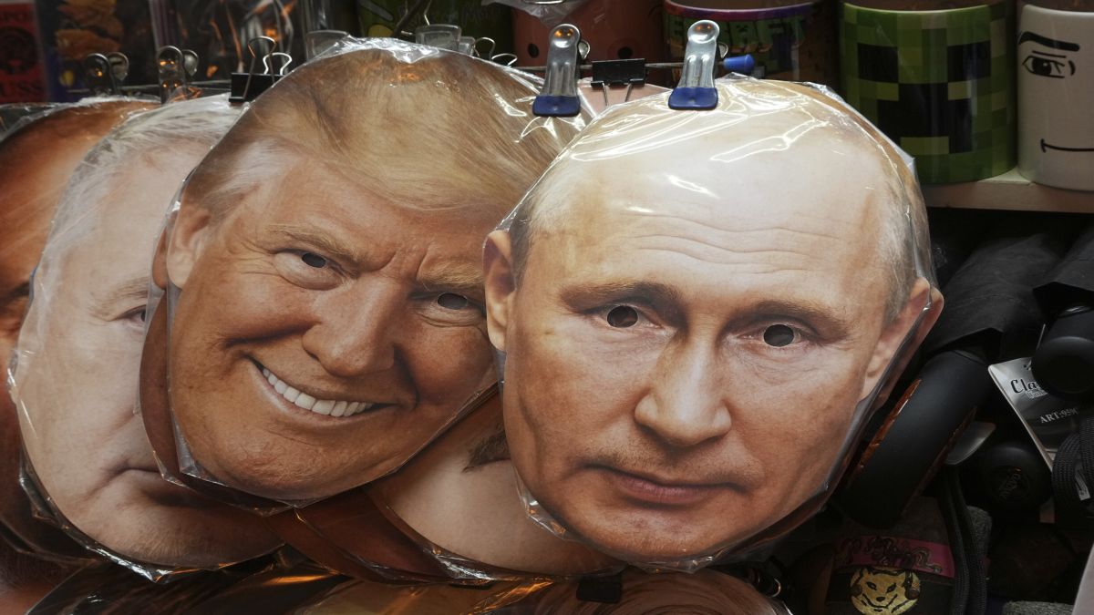 Face masks depicting US President Donald Trump and Russian President Vladimir Putin hang for sale at a souvenir shop in St. Petersburg, Russia ahead of their scheduled meeting in Alaska on August 15. AP Face masks depicting US President Donald Trump and Russian President Vladimir Putin hang for sale at a souvenir shop in St. Petersburg, Russia ahead of their scheduled meeting in Alaska on August 15. AP