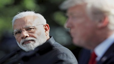 Prime Minister Narendra Modi with US President Donald Trump. AP File