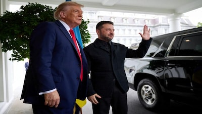 US President Donald Trump and Ukrainian President Volodymyr Zelenskyy meet at the White House, amid negotiations to end the Russian war in Ukraine, in Washington, DC. Reuters file image