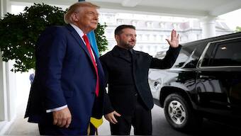 US President Donald Trump and Ukrainian President Volodymyr Zelenskyy meet at the White House, amid negotiations to end the Russian war in Ukraine, in Washington, DC. Reuters