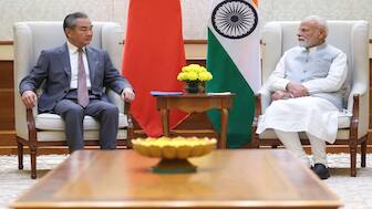 India's Prime Minister Narendra Modi meets with Chinese Foreign Minister Wang Yi in New Delhi, India. Press Information Bureau