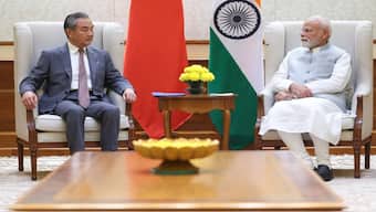 India's Prime Minister Narendra Modi meets with Chinese Foreign Minister Wang Yi in New Delhi, India. Press Information Bureau