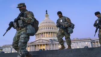 National Guard troops reinforce the security zone on Capitol Hill in Washington. File image/AP
