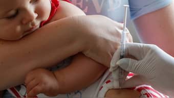 (File) A child receives a vaccine injection at a children's clinic in Kyiv,, Ukraine on August 14, 2019. Reuters
