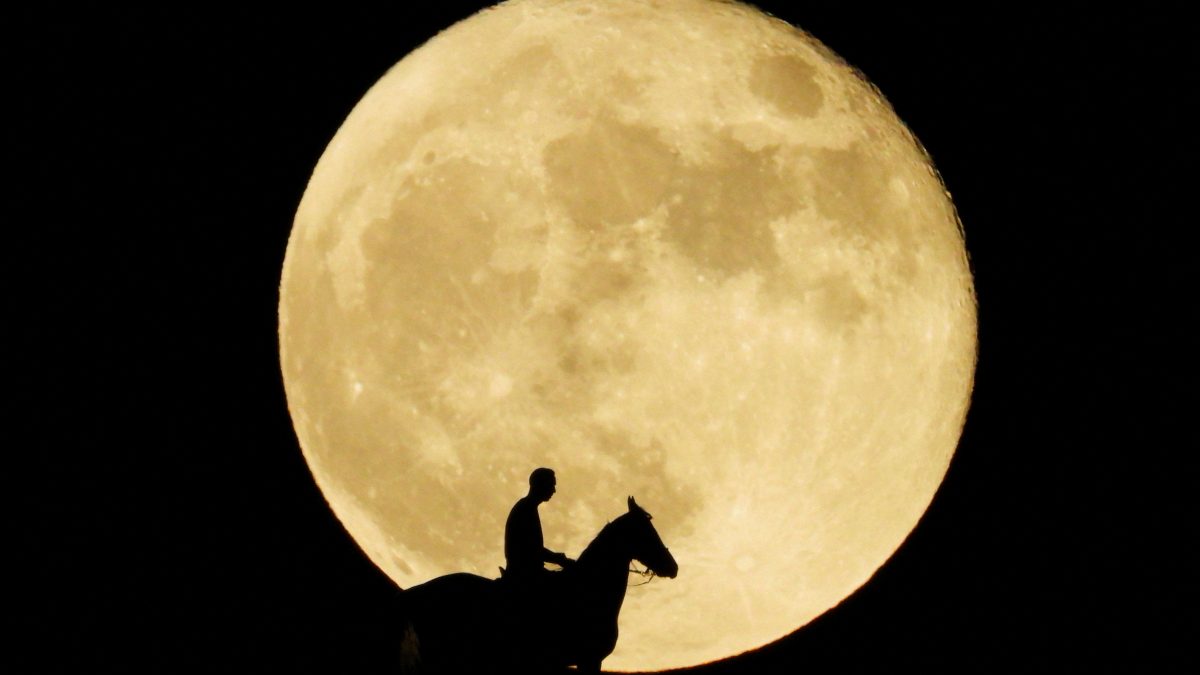 A man riding his horse is photographed with the full moon in the background, in Arguineguin on Gran Canaria Island, Spain. Reuters A man riding his horse is photographed with the full moon in the background, in Arguineguin on Gran Canaria Island, Spain. Reuters