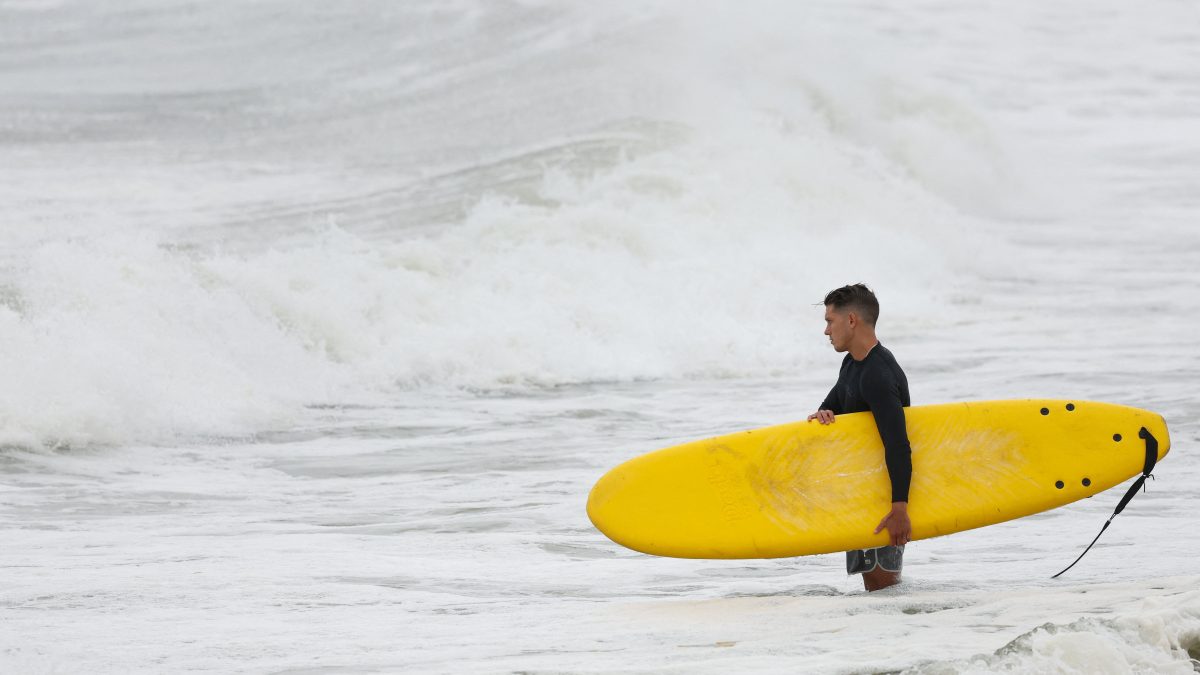 A surfer looks at waves during Hurricane Erin, which is expected to trigger a dangerous storm surge and tropical storm conditions along the East Coast, on the Atlantic Ocean in Long Beach, New York, US on August 21, 2025. Reuters A surfer looks at waves during Hurricane Erin, which is expected to trigger a dangerous storm surge and tropical storm conditions along the East Coast, on the Atlantic Ocean in Long Beach, New York, US on August 21, 2025. Reuters