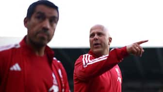 Liverpool manager Arne Slot on the pitch before a match. Image: Reuters
