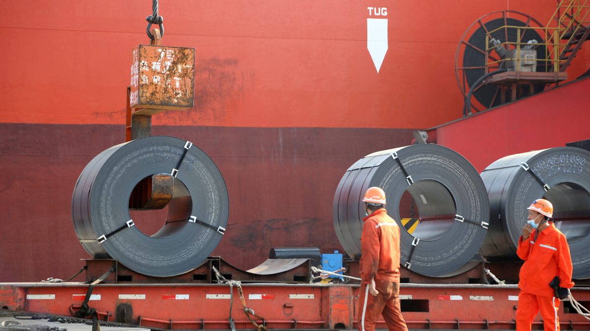 (File) Workers load steel products for export to a cargo ship at a port in Lianyungang, Jiangsu province, China. Reuters (File) Workers load steel products for export to a cargo ship at a port in Lianyungang, Jiangsu province, China. Reuters