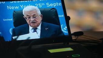 Palestinian president Mahmoud Abbas addresses the 80th session of the United Nations General Assembly on Thursday. AP