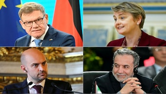 From L to R: Germany's Foreign Minister Johann Wadephul, Britain's Foreign Secretary Yvette Cooper, France's Minister for Europe and Foreign Affairs Jean-Noel Barrot  and Iran's Foreign Minister Abbas Araghchi. AFP