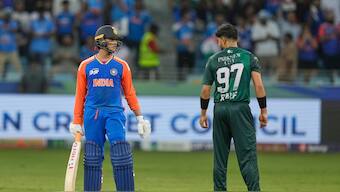 India opener Abhishek Sharma and Pakistan pacer Haris Rauf engage in a tense face-off during their Asia Cup Super 4s match in Dubai on Sunday, 21 September. AP