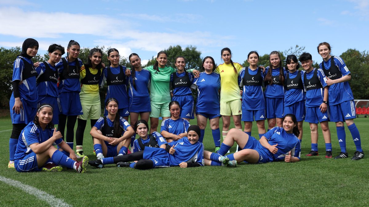 Members of the Afghan women's refugee team pose for a photograph during a camp at St. George's Park, Burton upon Trent, UK. Reuters Members of the Afghan women's refugee team pose for a photograph during a camp at St. George's Park, Burton upon Trent, UK. Reuters