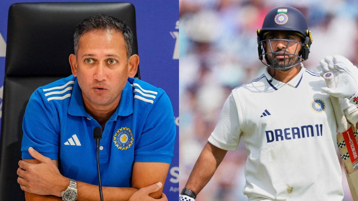 Ajit Agarkar explained key India Test squad decisions in a press conference in Dubai. Image: PTI Ajit Agarkar explained key India Test squad decisions in a press conference in Dubai. Image: PTI