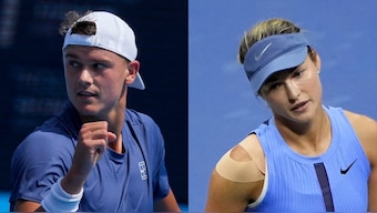Anna Kalinskaya has accused Holger Rune of sliding into her DMs ‘10 times’. Images: Reuters

