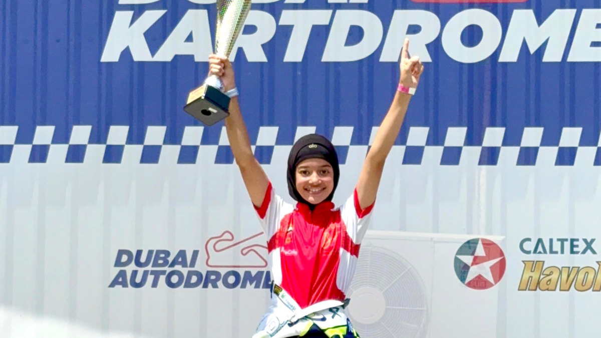 Before her heroics in Slovakia, 10-year-old Atiqa Mir pulled off a commanding victory from pole position in the opening race of the DAMC Championship in Dubai. PTI Before her heroics in Slovakia, 10-year-old Atiqa Mir pulled off a commanding victory from pole position in the opening race of the DAMC Championship in Dubai. PTI