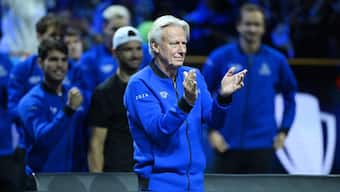 Bjorn Borg celebrates after his team wins in Laver Cup. Image: Reuters