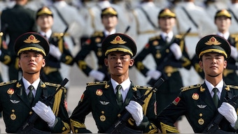 Soldiers of the People's Liberation Army (PLA) of China attend a training ahead of a military parade to mark the 80th anniversary of the end of World War Two, in Beijing, China, August 20, 2025. File Image/Reuters