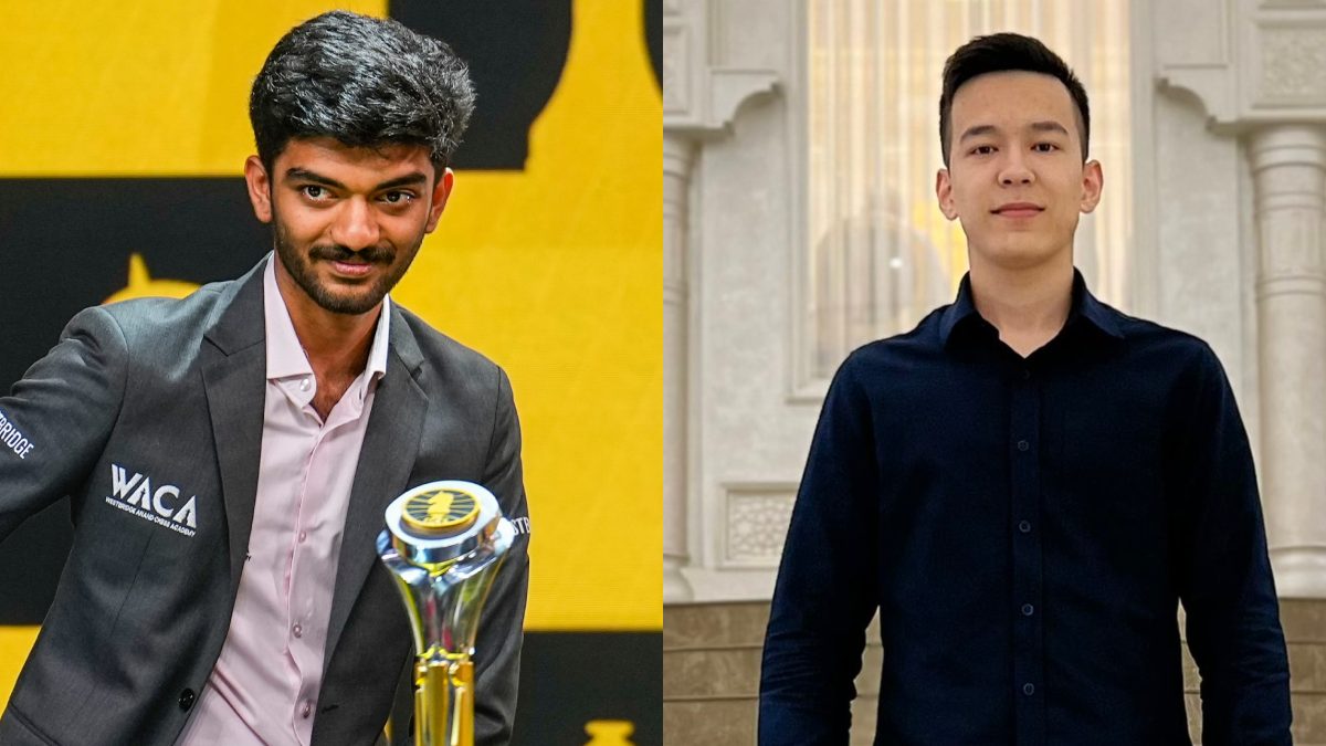 D Gukesh gives it back to Uzbek Grandmaster Nodirbek Abdusattorov after a prediction was made against him. Images: PTI/Nodirbek Abdusattorov/X
 D Gukesh gives it back to Uzbek Grandmaster Nodirbek Abdusattorov after a prediction was made against him. Images: PTI/Nodirbek Abdusattorov/X