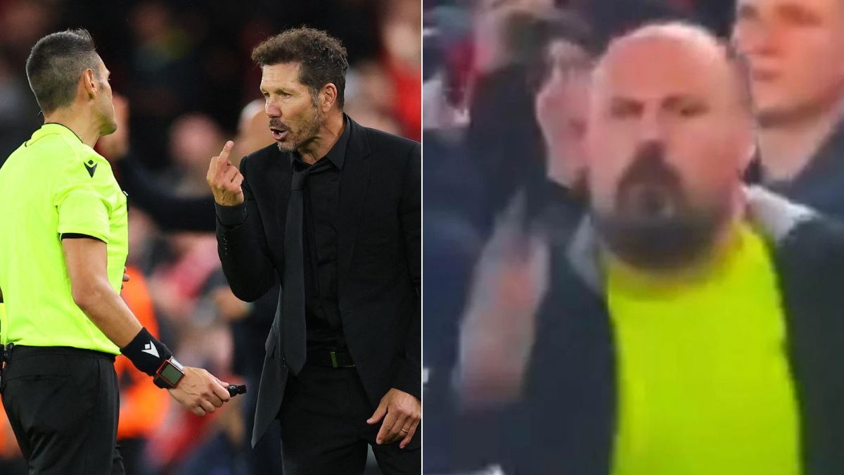 Diego Simeone reacts with referee Maurizio Mariani after the match. Image: Reuters/Reddit Diego Simeone reacts with referee Maurizio Mariani after the match. Image: Reuters/Reddit
