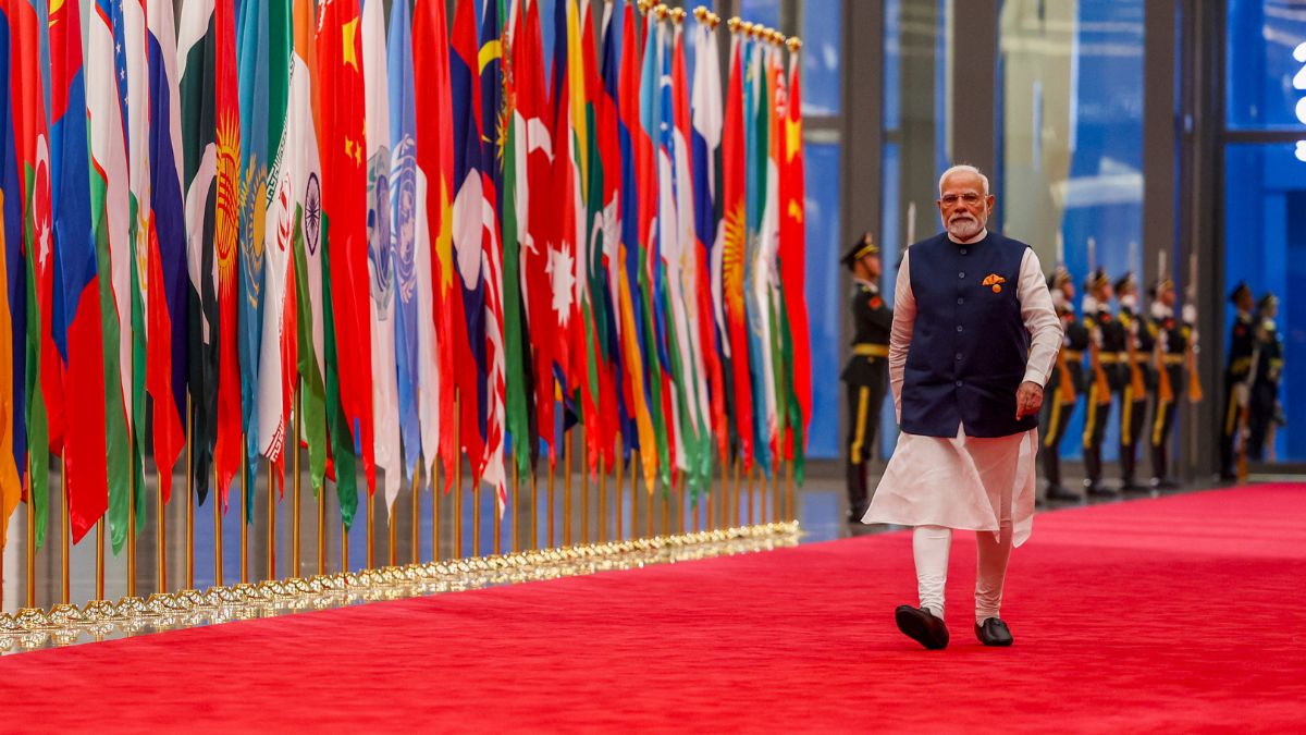In this image released on August 31, 2025, Prime Minister Narendra Modi arrives during the SCO Summit at Tianjin Meijiang Convention Centre in Tianjin, China. (Photo: PMO via PTI) In this image released on August 31, 2025, Prime Minister Narendra Modi arrives during the SCO Summit at Tianjin Meijiang Convention Centre in Tianjin, China. (Photo: PMO via PTI)