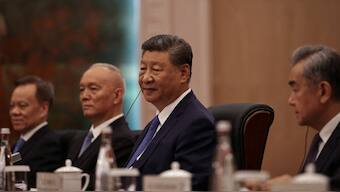 China’s President Xi Jinping (Centre) attends to a bilateral meeting with Nepali Prime Minister KP Sharma Oli (not pictured), ahead of the SCO Summit 2025, in the Guest House of Tianjin, China, 30 August, 2025. (Photo: Andres Martinez Casares/Pool via Reuters)