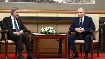 Russian President Vladimir Putin meets Pakistani Prime Minister Shehbaz Sharif at Beijing, China, on Tuesday, September 2, 2025. (Photo: Kremlin) 