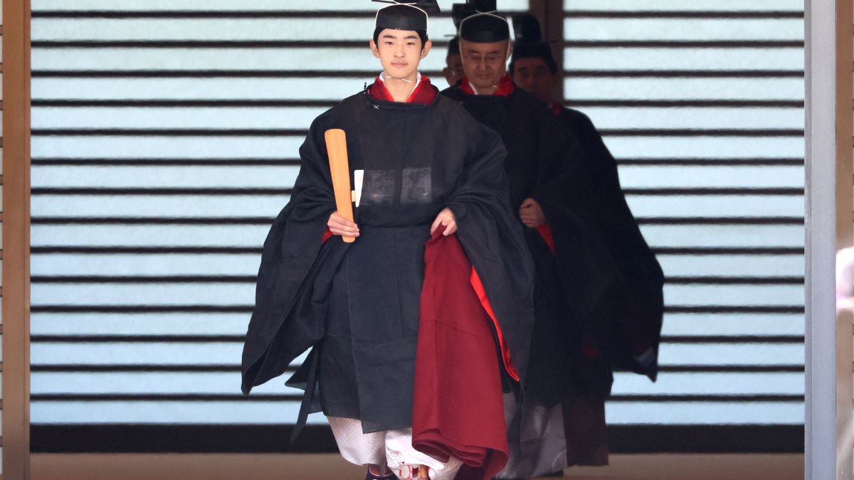 Japanese Prince Hisahito, son of Crown Prince Akishino, wearing ancient ceremonial costume, leaves for a ceremony by a carriage at the Imperial Palace in Tokyo Saturday, Sept. 6, 2025 as he celebrated his 19th birthday and attended the coming-of-age ceremony at the palace. (Photo: Yoshikazu Tsuno/Pool Photo via AP) Japanese Prince Hisahito, son of Crown Prince Akishino, wearing ancient ceremonial costume, leaves for a ceremony by a carriage at the Imperial Palace in Tokyo Saturday, Sept. 6, 2025 as he celebrated his 19th birthday and attended the coming-of-age ceremony at the palace. (Photo: Yoshikazu Tsuno/Pool Photo via AP)