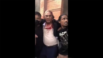 Sher Bahadur Deuba, a former Prime Minister of Nepal, is seen in his screengrab with blood on his face and clothes after being assaulted at his home on September 9, 2025, in Kathmandu, Nepal. 