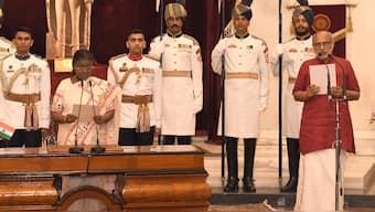 President Droupadi Murmu administers the Oath of Office of Vice President of India to CP Radhakrishnan at a Swearing-in-Ceremony at Ganatantra Mandap, Rashtrapati Bhavan, on September 12, 2025. (Photo: X/Rashtrapati Bhavan)