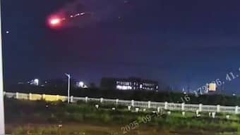 A screengrab of a video from Chinese social media shows show an unidentified flying object that would later collide with another object and explode. 