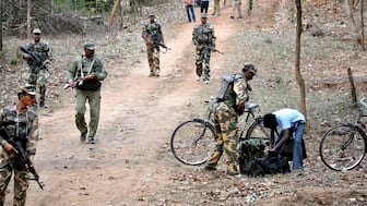 Indian paramilitary soldiers patrol during a combing operation to flush out Maoists from their strongholds, near the jungles of Betla, about 210 kilometers northeast of Ranchi, India, on March 17, 2010. (Representational Photo, Credit: Sasanka Sen/AP)
