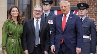 British Prime Minister Sir Keir Starmer (2nd left) and Lady Victoria Starmer greet US President Donald Trump at Chequers, near Aylesbury in Buckinghamshire, on day two of the president's second state visit to the United Kingdom, on September 18, 2025. (Photo: Stefan Rousseau/Pool via Reuters)