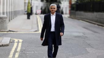 Sir Sadiq Khan, the Mayor of London, arrives for the launching of a new poster campaign, in central London, on March 25, 2024, ahead of the London mayoral elections. (Photo: Daniel Leal/AFP)