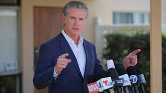California Governor Gavin Newsom speaks during a press conference after the federal government's demobilisation of 2,000 National Guard members, in Downey, California, US, on July 16, 2025. (Photo: Daniel Cole/Reuters)