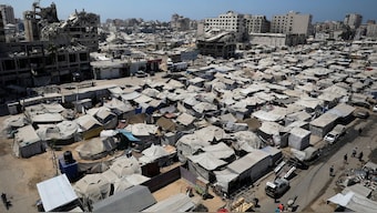 A view of tents sheltering Palestinians displaced by the Israeli military offensive, in Gaza City, August 23, 2025. File Image/Reuters