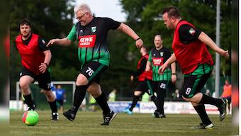 Members of the overweight soccer team Heavy Kickers of PSV Bork play during a training session in Selm-Bork, near Dortmund, Germany, May 15, 2023. Representational Image/Reuters