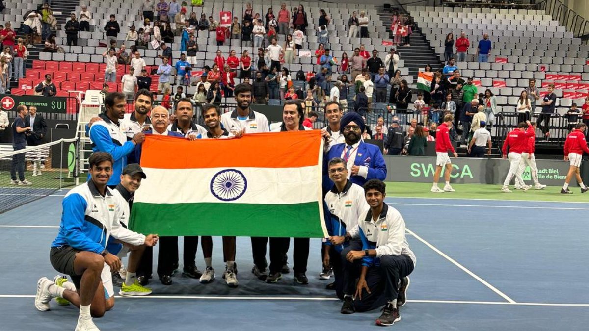 Sumit Nagal's singles win played a big role as India scripted a 3-1 historic victory over Switzerland in Davis Cup World Group I tie. Image: SAI
 Sumit Nagal's singles win played a big role as India scripted a 3-1 historic victory over Switzerland in Davis Cup World Group I tie. Image: SAI