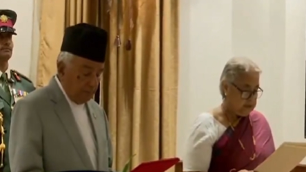 President Ramchandra Paudel administers oath of office to Sushila Karki at a ceremony held in Kathmandu on Friday. ANI President Ramchandra Paudel administers oath of office to Sushila Karki at a ceremony held in Kathmandu on Friday. ANI