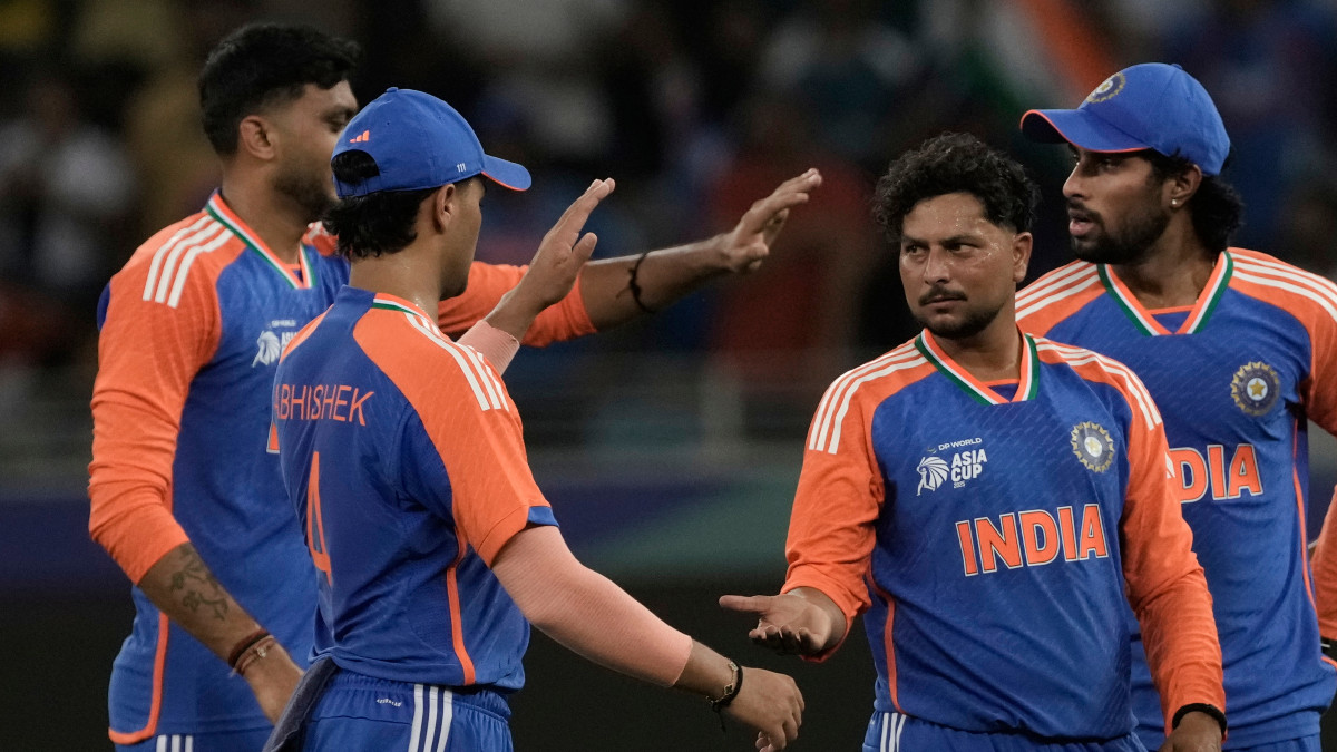 India spinner Kuldeep Yadav celebrates with teammates after dismissing UAE's Rahul Chopra during their Asia Cup match in Dubai on Wednesday, 10 September. AP India spinner Kuldeep Yadav celebrates with teammates after dismissing UAE's Rahul Chopra during their Asia Cup match in Dubai on Wednesday, 10 September. AP