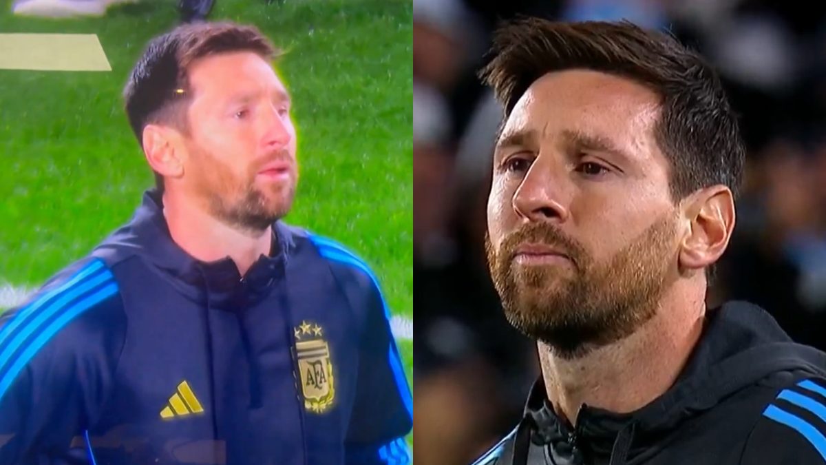 Lionel Messi could not hold back his tears as the Argentina fans gave him a fitting tribute at the Estadio Monumental in Buenos Aires. Images: telefe/X
Lionel Messi could not hold back his tears as the Argentina fans gave him a fitting tribute at the Estadio Monumental in Buenos Aires. Images: telefe/X