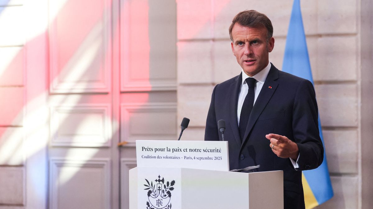 France's President Emmanuel Macron speaks during a joint press conference with Ukraine's President Volodymyr Zelenskyy following the Coalition of the Willing Summit, at the Elysee presidential Palace, in Paris, France on September 4, 2025. File Image/Pool via Reuters France's President Emmanuel Macron speaks during a joint press conference with Ukraine's President Volodymyr Zelenskyy following the Coalition of the Willing Summit, at the Elysee presidential Palace, in Paris, France on September 4, 2025. File Image/Pool via Reuters