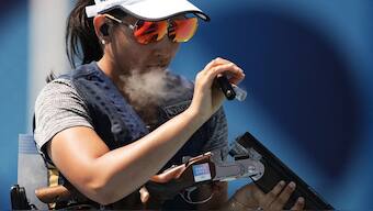 Maheshwari Chauhan is the first Indian woman to win an individual medal in skeet at an international event. Image: Reuters

