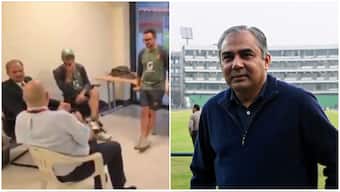 The Mohsin Naqvi-led Pakistan Cricket Board has been accused of committing violations by recording and sharing a muted clip of their meeting with ICC match referee Andy Pycroft. Image credit: Screengrab/AFP
