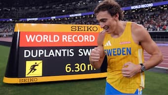Mondo Duplantis has broken the pole vault world record for the 14th time. Image: Reuters
