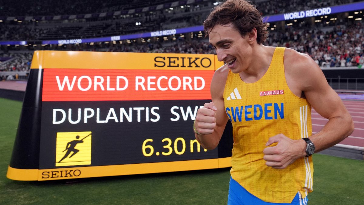 Mondo Duplantis has broken the pole vault world record for the 14th time. Image: Reuters
Mondo Duplantis has broken the pole vault world record for the 14th time. Image: Reuters