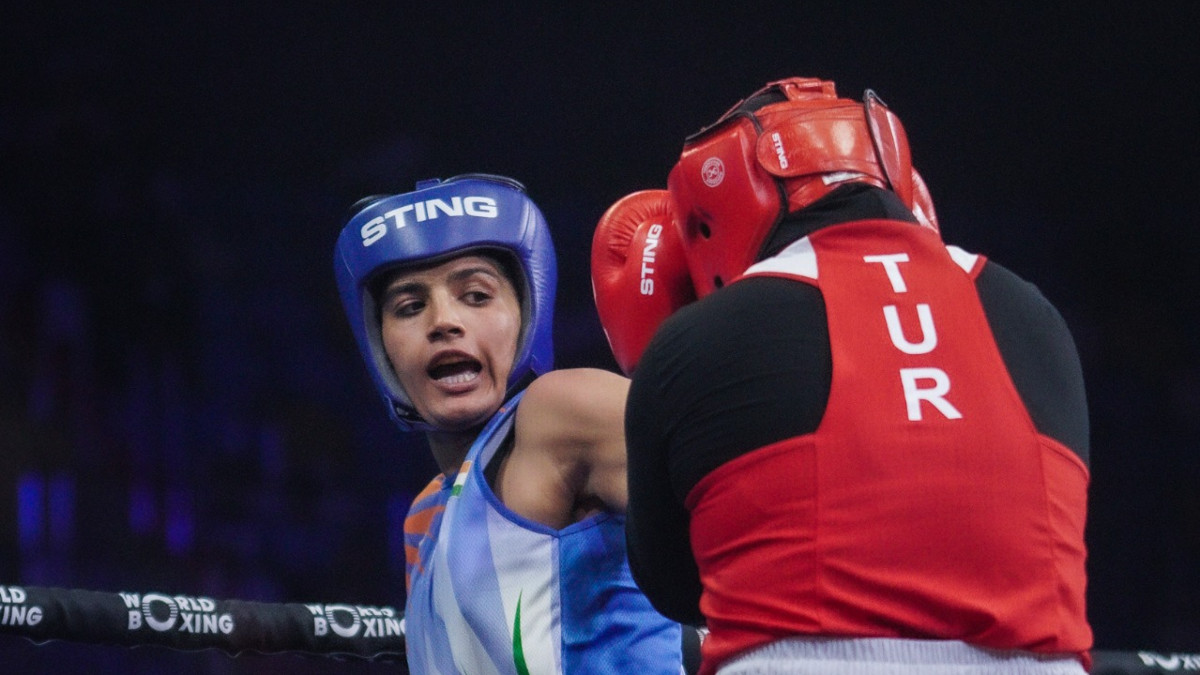 India's Nupur Sheoran in action during the World Boxing Championships in Liverpool, United Kingdom. Image credit: World Boxing India's Nupur Sheoran in action during the World Boxing Championships in Liverpool, United Kingdom. Image credit: World Boxing