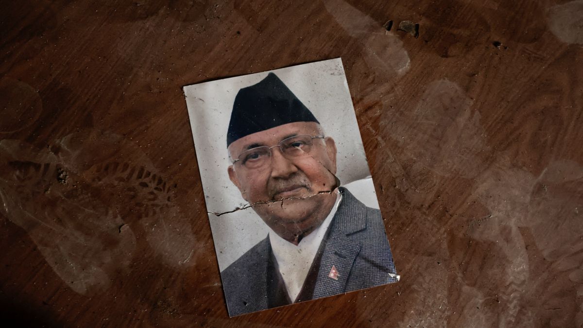 Former Nepal Prime Minister KP Sharma Oli's picture lies on the floor in the Singha Durbar office complex that houses the prime minister's office and other ministries burnt, following the deadly anti-corruption protests in Kathmandu. Reuters Former Nepal Prime Minister KP Sharma Oli's picture lies on the floor in the Singha Durbar office complex that houses the prime minister's office and other ministries burnt, following the deadly anti-corruption protests in Kathmandu. Reuters