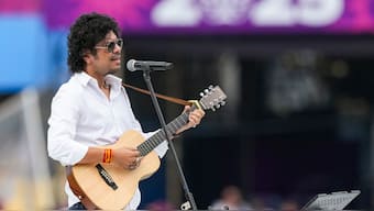 Popular singer Papon sings at Guwahati's Barsapara Stadium ahead of the ICC Women's World Cup opening match between India and Sri Lanka. PTI
