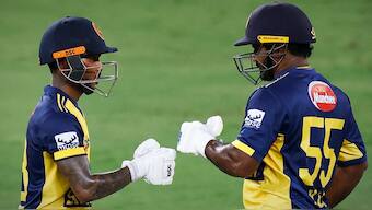 Sri Lanka's Pathum Nissanka and Kusal Perera added 57 runs for the third wicket before the former was run-out for 68. Image credit: Asian Cricket Council